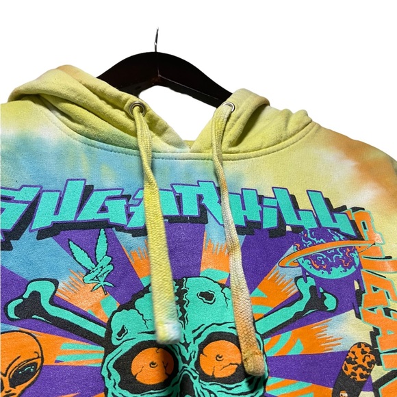 Sugarhill Hoodie Mens Medium Tie Dye Rising Skull Festival Sunset Sweatshirt - Picture 2 of 8